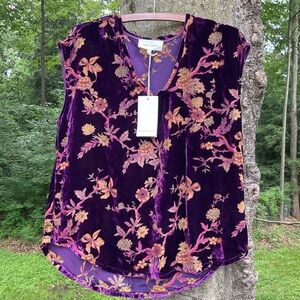 Dear John Purple and Pink Floral Blouse Medium NWT